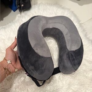 Cabeau Plush Gray Travel Neck Pillow - Supportive U-Shaped Cushion